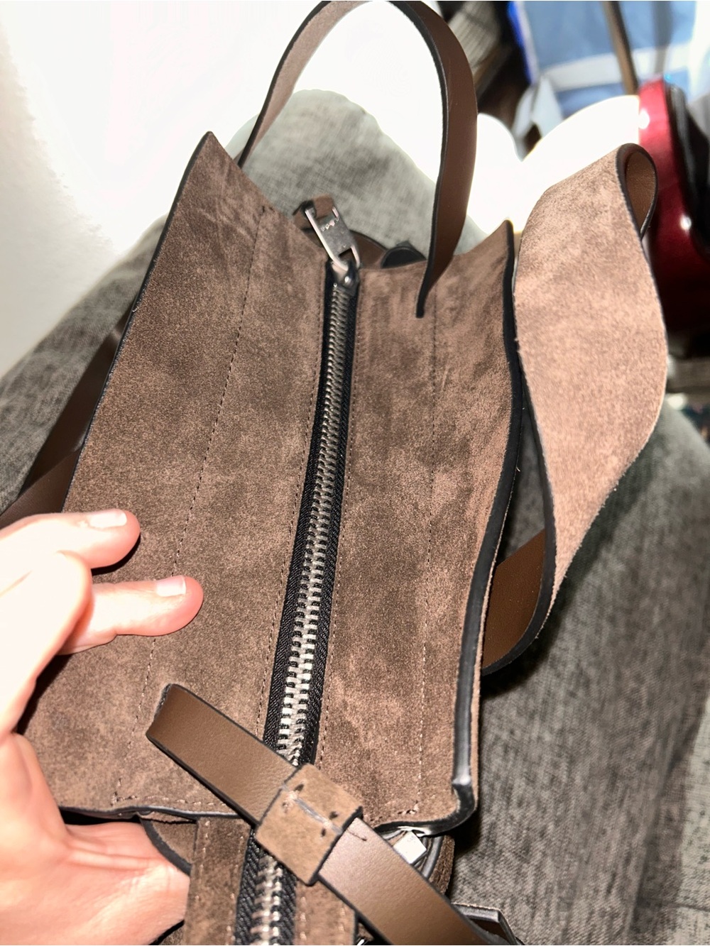AllSAINTS Mini Perez Suede Top Handle Bag - Picture 8 of 14